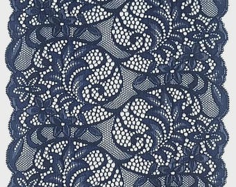 Dark Blue Stretch Lace Floral Lace for Lingerie Sewing Bra Lace