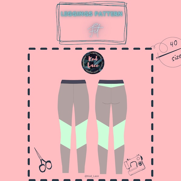 Sports Leggings pattern size 40. Digital PDF pattern