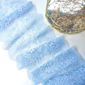 Elastic light blue Lace trim for sewing lingerie, Fabric for Bra Making, Sewing supplies