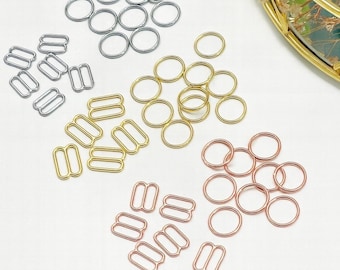 Silver, Gold & Rose Gold Rings, Sliders and Hooks for Lingerie Making | 10 pcs