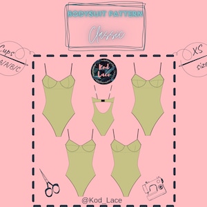 Bodysuit lingerie sewing PDF pattern Classic size XS, cups AA/A/B/C