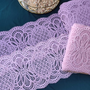 Stretch pink and violet Lace trimming for sewing lingerie, elastic lace, lace for Bra Making, Sewing supplies