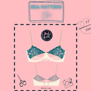 Lingerie underwire bra sewing pattern PDF, half cup bra