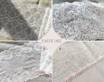 Stretch white Lace for sewing lingerie, elastic lace, Fabric for Bra Making, Sewing supplies