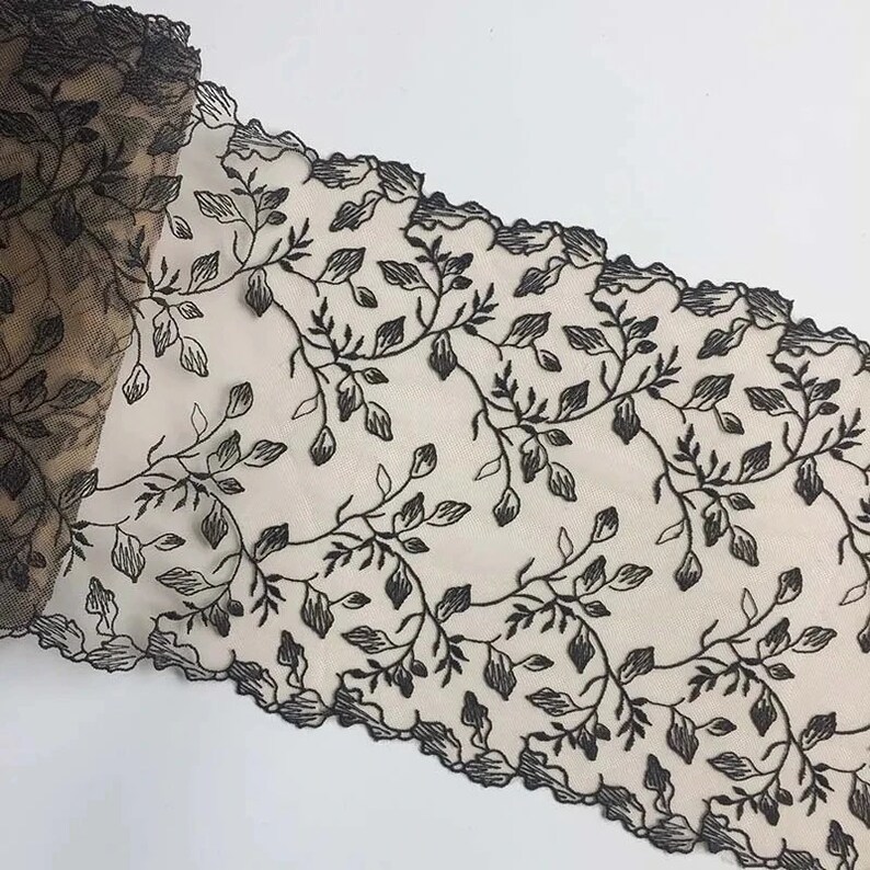 Shear Linger Black Embroidered Beige Lace, Sheer Lingerie Fabric - Etsy