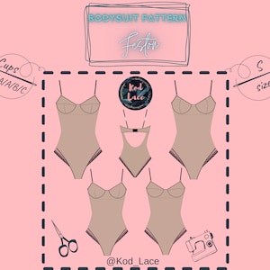 Bodysuit lingerie sewing pattern Feston size S 4 cups in 1 PDF