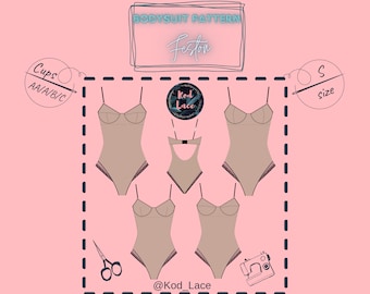 Bodysuit lingerie sewing pattern Feston size S 4 cups in 1 PDF