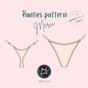 Modello di cucito per perizoma regolabile – PDF digitale da scaricare, modelli di lingerie, modello di lingerie bikini