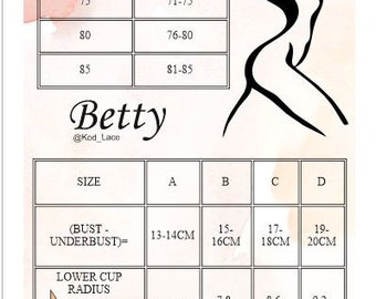 size chart - Betty Bra