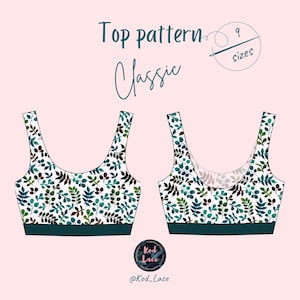 Sports bra top pattern, Crop top digital PDF pattern, Sport top PDF sewing pattern, Digital download
