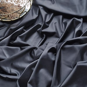 Microfibra elástica gris oscuro, tejido de licra, material de costura elástico brillante