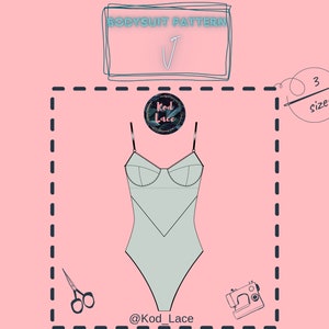 Bodysuit PDF lingerie sewing pattern V sizes: S/M/L