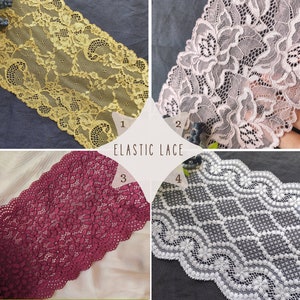 Stretch Lace for sewing lingerie, elastic trim lace, Fabric for Bra Making, Sewing supplies