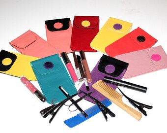 ESTUCHE DE CUERO PARA TIJERAS, Estuche de cuero para cosméticos, Estuche de cuero para brillo de labios, Estuche de cuero para reloj, Estuche de cuero para bolígrafo, Estuche de cuero para vaporizador,