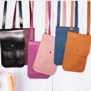 Borsa porta telefono pelle, Porta cellulare tracolla, Borsa personalizzata porta telefono pelle, Piccola custodia Smartphone pelle astuccio