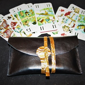 Tarot leather case, Tarot deck leather case, Leather tarot bag, Tarot leather pouch
