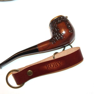 Personalized Leather pipe holder, Leather pipe holder, Leather key chain, Customized Leather pipe ring, Personalized leather key chain ITALY