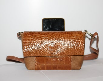 Bolso de cuero para teléfono, bolsa de cuero, bolso para teléfono crossbody, bolsa de cuero italiano marrón, bolso festival de cuero bronceado, bolso de cuero práctico