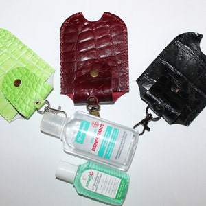 Custodia desinfettante mani pelle, Porta flacone pelle, Portachiavi pelle porta bottiglia, Custodia pelle coccodrillo, Astuccio flacone