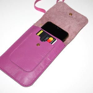 Leather Phone Bag, Crossbody Phone Bag, Italian Leather Smartphone Pouch, Small Cross Body Bag, Leather Festival bag, Handy leather bag