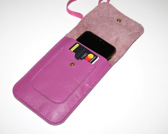 Bolso de cuero para teléfono, bolso bandolera para teléfono, funda de cuero italiano para smartphone, bolso bandolera pequeño, bolso de cuero para festivales, bolso de cuero práctico