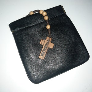 Porta rosario pelle, Sacchetto rosario pelle, Custodia Porta Rosario Personalizzato, Fatto a mano Italia, Portamonete pelle