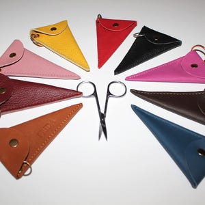 Estuche personalizado de piel para tijeras, funda de piel italiana para tijeras, estuche de piel para tijeras, regalo de tercer aniversario, funda protectora de piel