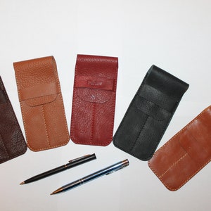 Porta penna personalizzata pelle, Portapenna pelle doppia, Custodia per penna pelle, Astuccio penna pelle, Custodia penna pelle rosa fuxia