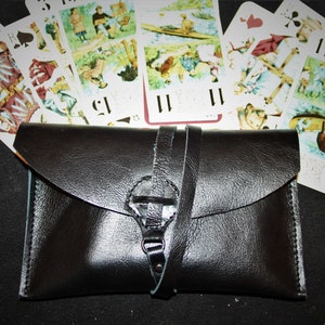 Étui en cuir Tarot personnalisé, étui en cuir Tarot deck, sac en cuir Tarot, pochette en cuir Tarot peronalisé, étui en cuir noir carte Tarot