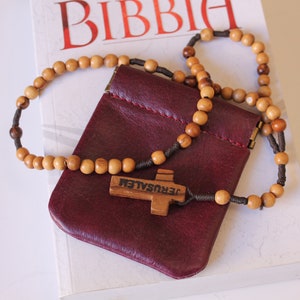 Rosenkranz-Etui aus Leder, Rosenkranz-Beutel aus Leder, Rosenkranz-Tasche aus Leder, Rosenkranz-Tasche aus Leder, Rosenkranz-Tasche aus Leder, Italien Leder Rosenkranz