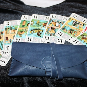 Porta tarocchi pelle, Porta carte tarocchi pelle, Custodia tarocchi, Astuccio tarocchi vera pelle, Porta carte pelle Pochette tarocchi nera