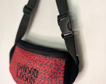 bolso banana leopardo rojo