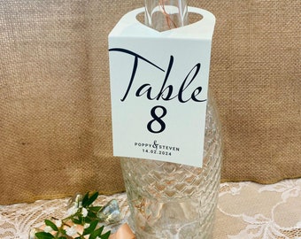 Table Number Bottle Tags - Wedding Bottle Neck Tags - Bespoke Table Number Tags - Personalised Table Number Bottle Hangers