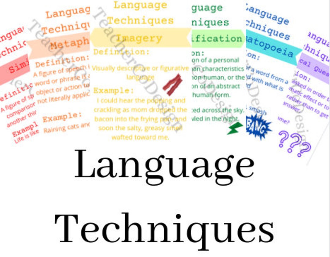 Teacher Posters - Language Techniques Pack of 6 - Etsy