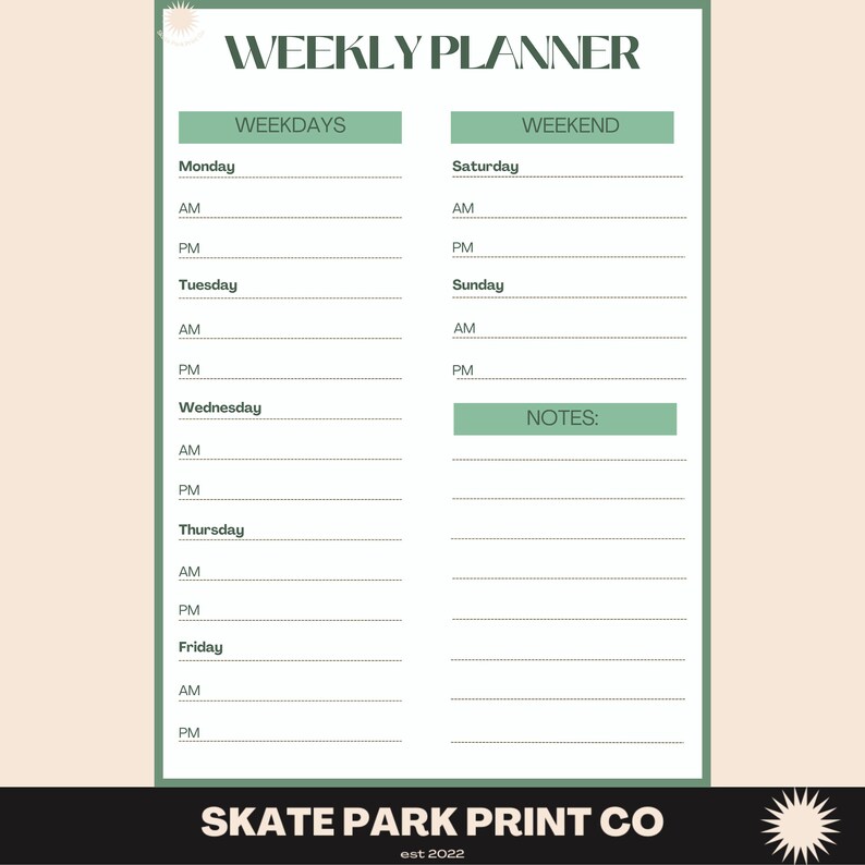 Weekly Planner - Printable A4 DIGITAL DOWNLOAD - Etsy