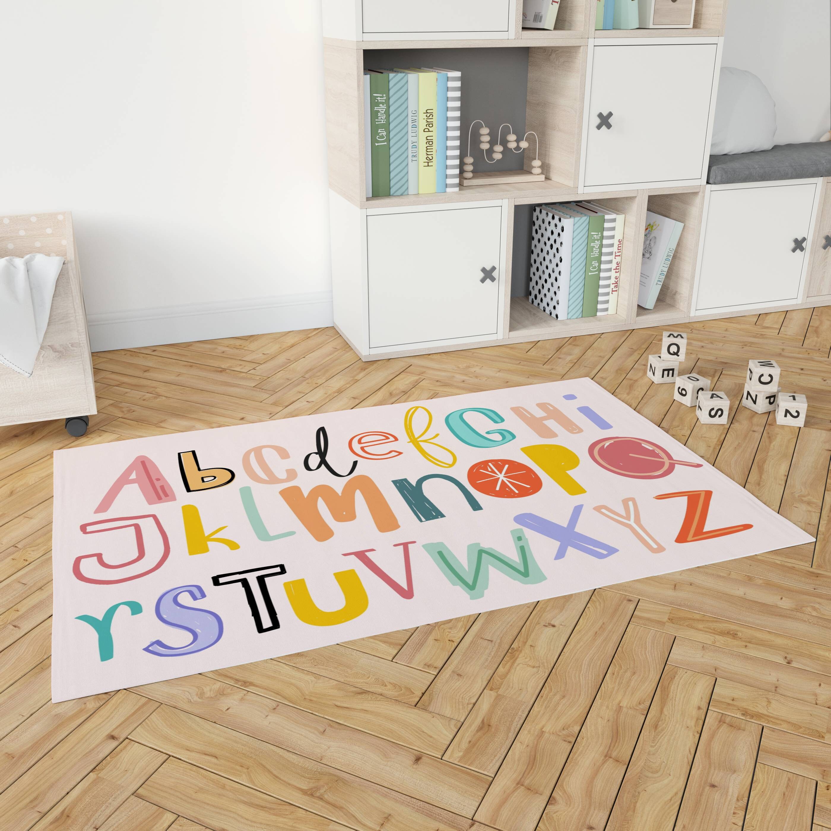Alphabet Vinyl Rug Home Children's Rug Alphabet Montessori Non-slip and