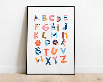 Children's alphabet digital print | Montessori digital wall print | kids wall art