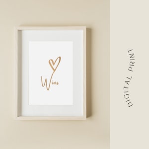 Love Wins Printable Wall Art, Citations d’amour, Art mural de chambre à coucher, Amour d’impression numérique, Impressions au-dessus du lit, Cadeau de mariage, Décoration intérieure Art imprimé familial