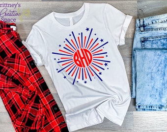 Custom Fourth of July Monogram top