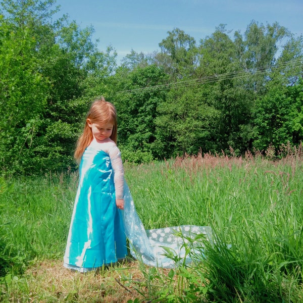 Pattern Princess Dress with a Detachable train inspired by Elsa