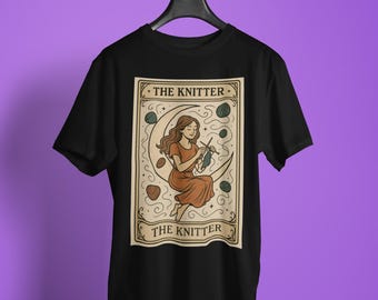 Knitting t shirt, Tarot Card The Knitter Graphic Tee, Gift for Knitter, Knitting Shirt