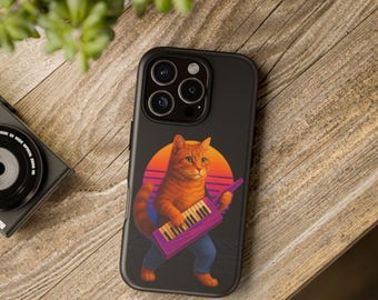Retro Cat Phone Case, Orange Cat Tough Cases for iPhone 8-17, Pro/Max, Pixels, Samsung