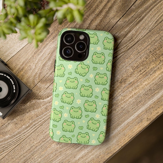 Frog Phone Case, Cute Frog Pastel Green Phone Cover, For iPhone 17, 16, 15, 13, 12, 11, Pro and Max, Samsung S21-S25