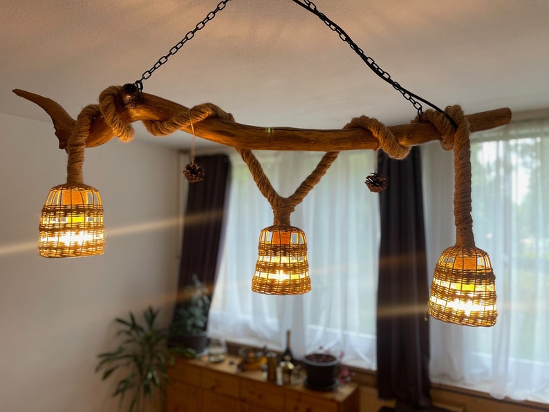 Hanging Lamp Made From Natural Materials Etsy