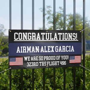 Military Graduation Banner For Basic Training Air Force Space Force Armed Forces Personalized BMT Airman Graduate Gift Military Homecoming
