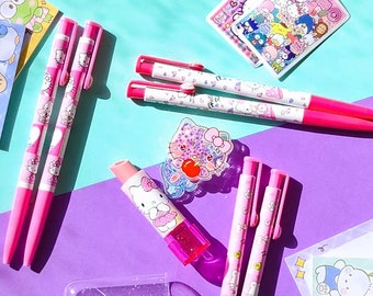 Juego de bolígrafos de gel retráctiles Kawaii Kitty (4 unidades)