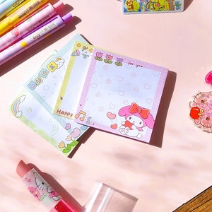 Cute Kawaii Notepad Set of 4 Memo Notes Kawaii Kitty & Friends Sticky Notes Various Characters For Planners Scrapbooking Journaling Supplies