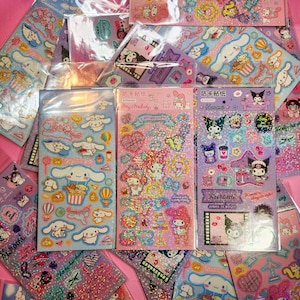 2 Kawaii Kitty & Friends Glitter Sticker Sheets