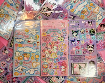 2 Kawaii Kitty & Friends Glitter Sticker Sheets