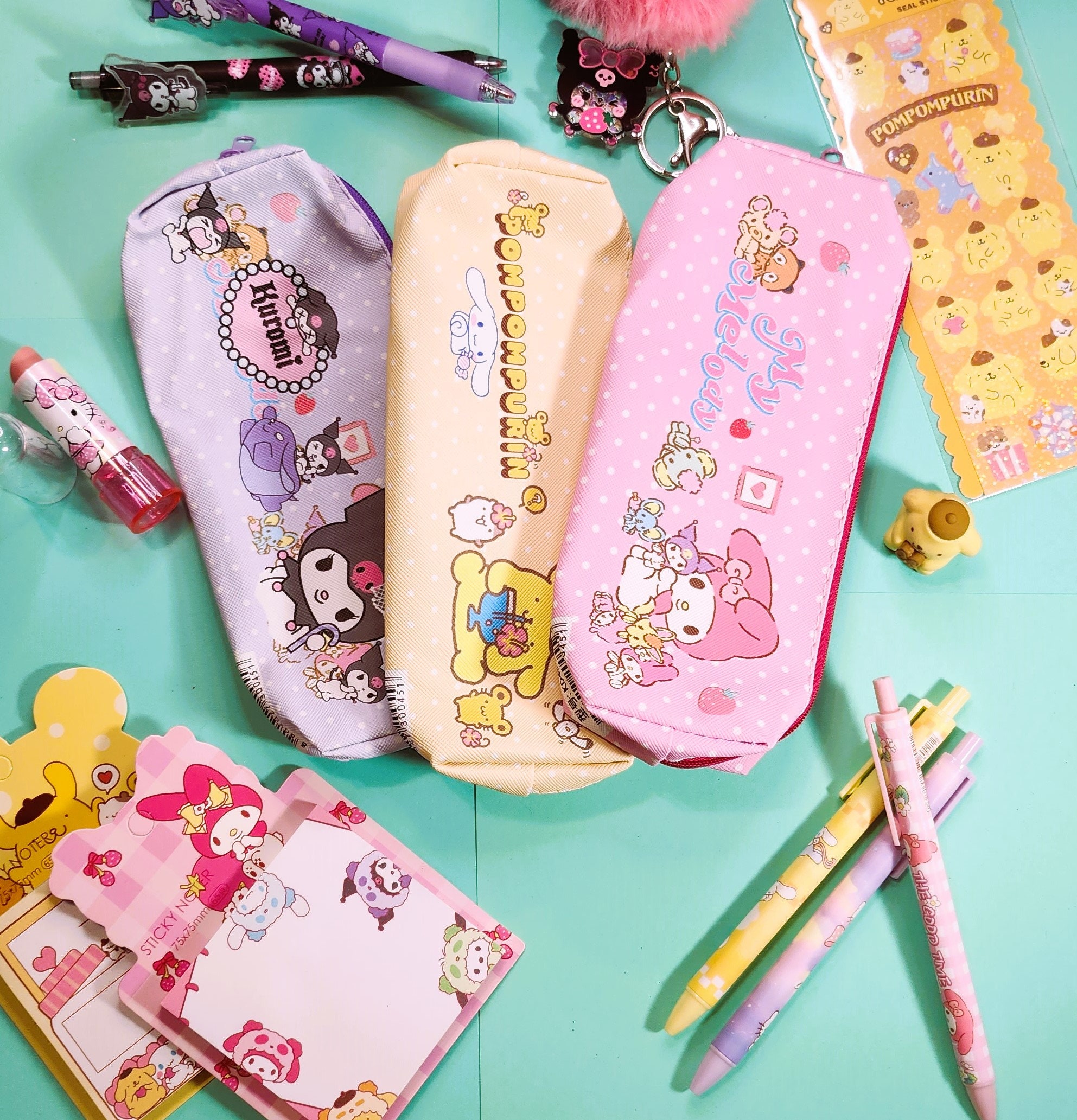 1 Piece Kawaii Pencil Case Korean Fashion Lovely Cartoon Animal Pencil  Pouch Pink Color Series Stationery Storage Bag Student